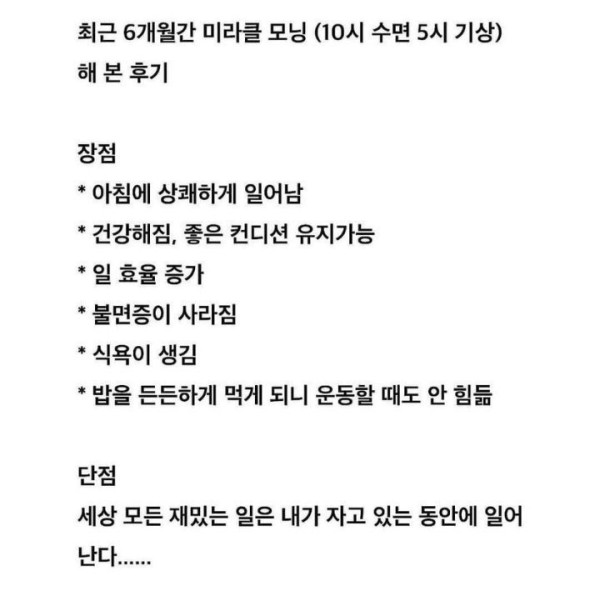 10시 수면 5시 기상 해본 후기